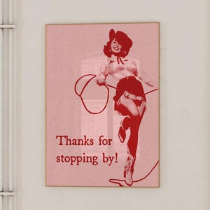 Cowgirl Poster Print, Retro Wall Art, Pink Red Western Print, Cowgirl Wall Decor, Retro Cowboy Art, Pink Hallway Poster, Guest Room Wall Art