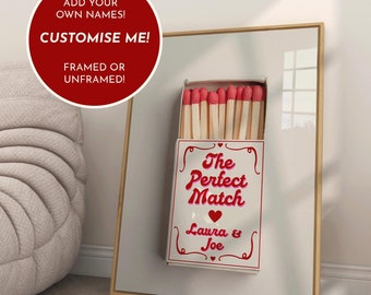 Custom Matchbox Print, Personalized Couple Names, Anniversary Gift