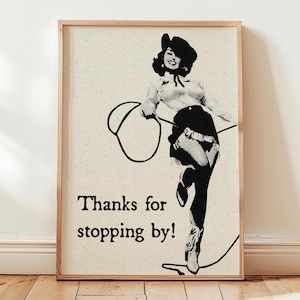 Cowgirl Poster Print, Retro Wall Art, B&W Western Print, Cowgirl Wall Decor, Retro Cowboy Art, Hallway Poster, Guest Room Wall Art, Entryway