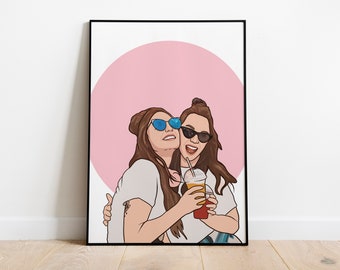 Ritratto digitale personalizzato, decorazione murale, disegno fotografico personalizzato, disegno fotografico personalizzato, ritratto senza volto, regalo di anniversario, regalo per lui