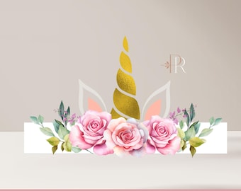Unicorn rainbow Printable Headband, DIY activity headpiece, Instant Download, PDF & JPG