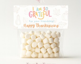 Thanksgiving Treat Bag Topper, Instant Download PDF, PNG, JPG