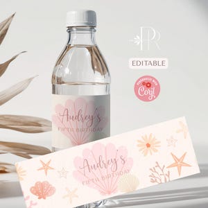 Seshell Party, Under the Sea Water Bottle Label: Shellebrate Birthday (Corjl Template)