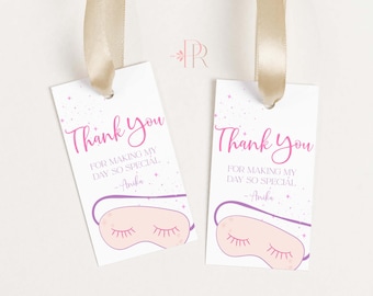 Spa Party Thank You Tag: Pink Glam Birthday Favor (EDITABLE in CORJL)