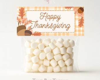 Thanksgiving Treat Bag Topper, Instant Download PDF, PNG, JPG