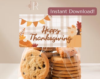 Thanksgiving Treat Bag Topper, Instant Download PDF, PNG, JPG