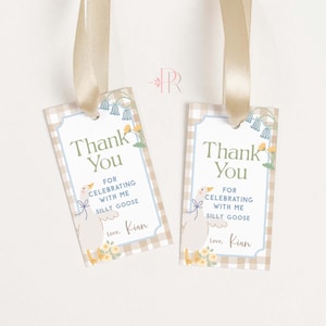 One Silly Goose Thank You Tag, EDITABLE in CORJL 2 x 3 in