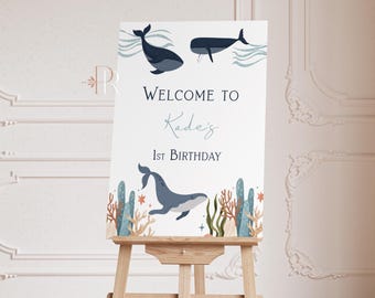 Oneder The Sea Boy Welcome Entrance Big Sign, Editable in Corjl 16in x 20in