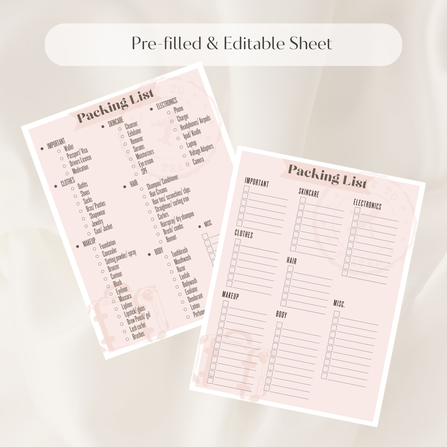 Printable Packing Checklist | Travel Packing List| Travel Planner ...