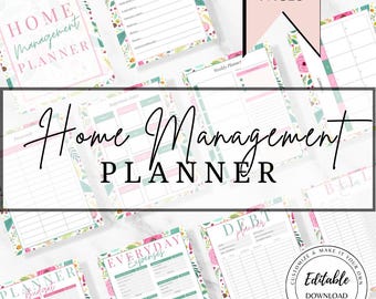 Home Management Planner: Printable Organization Templates (PDF)