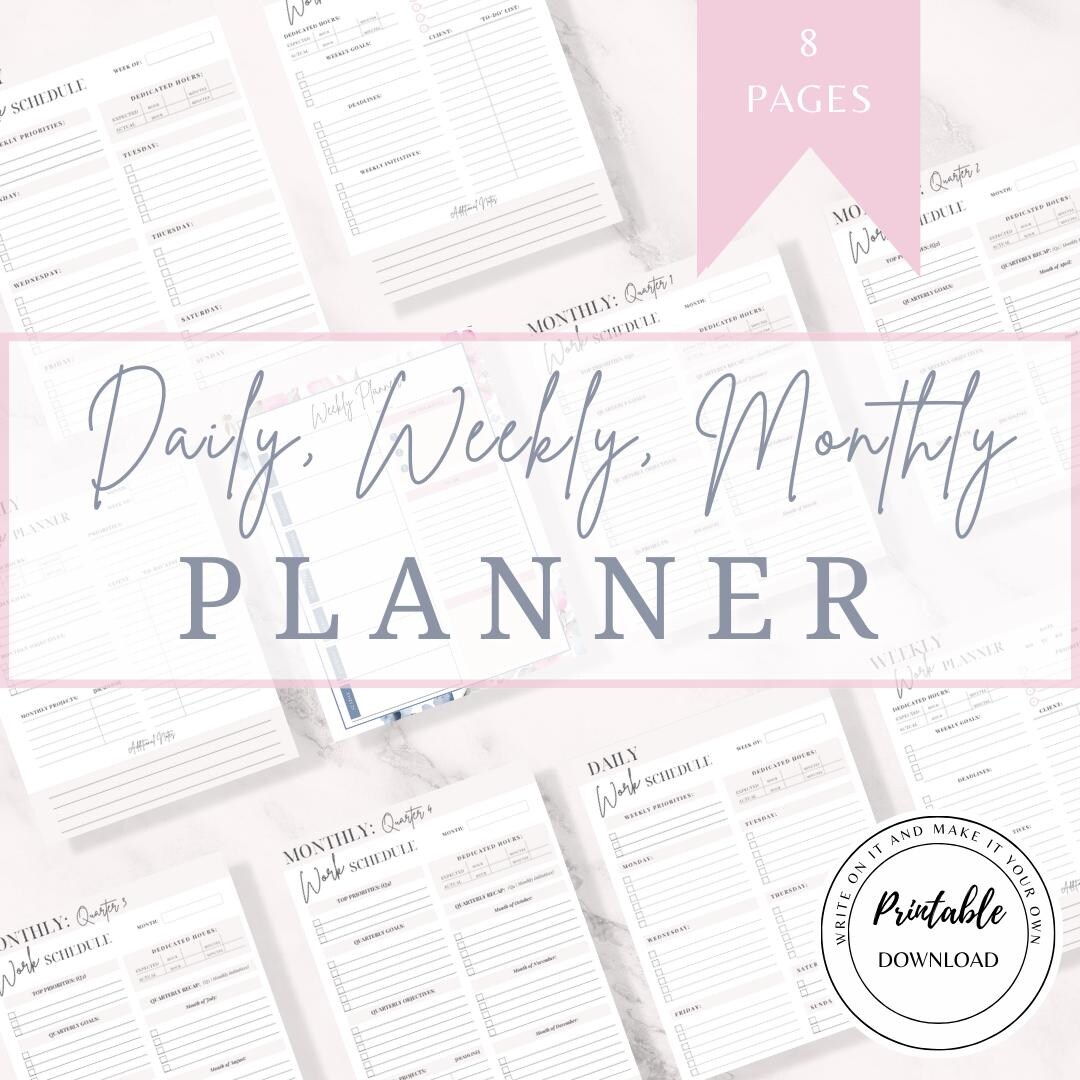 Daily Weekly Monthly Planner Bundle (printable) - Etsy