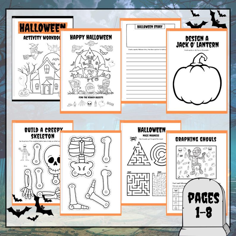 Halloween Activity Workbook Kids Halloween Coloring Printable Halloween
