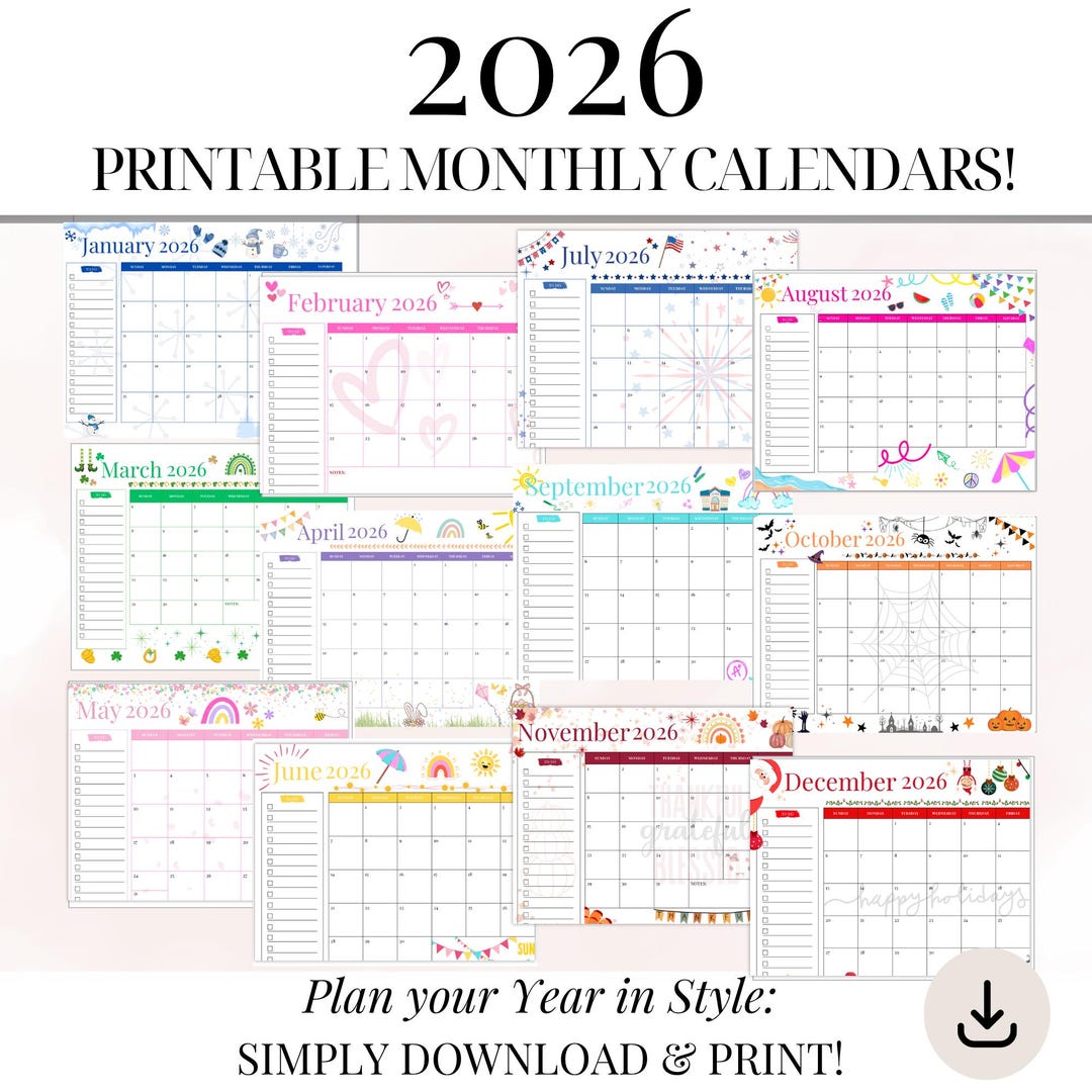2026 Printable Calendar for Kids | 2026 Monthly Calendar With Holidays ...