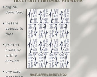 Reel Fishy Printable Wall Art | Digital Download | Nautical Wall Art | Fish Art | Coastal Art | Fisherman Art | 16x24