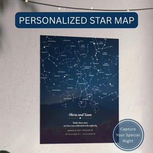 Personalisierte Sternenkarte • Digitaler Nachthimmel Poster • Personalisiertes Paar Wandkunst • Romantisches druckbares Geschenk für Sie oder Ihn
