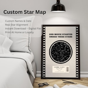Personalisierte Sternenkarte • Digitaler Nachthimmel Poster • Personalisiertes Paar Wandkunst • Romantisches druckbares Geschenk für Sie oder Ihn