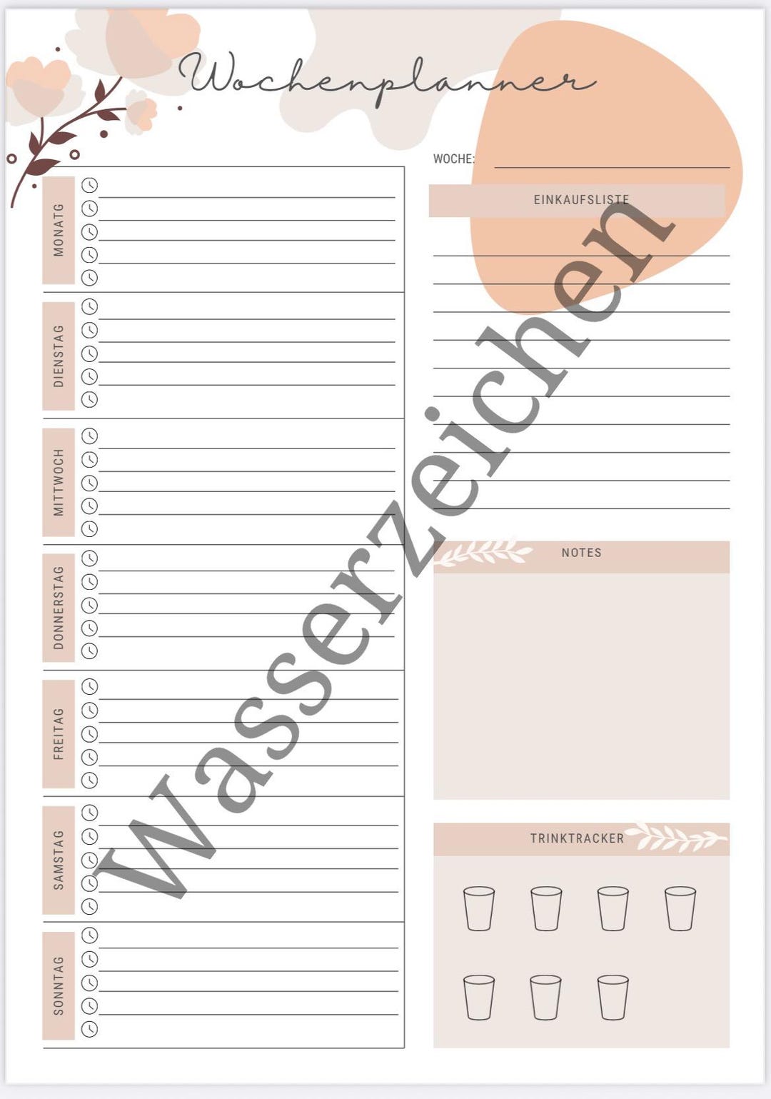 Wochenplaner zum Ausdrucken - PDF Vorlage für Alltag, Schule & Büro