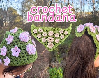 Crochet Spring Floral Bandana Pattern (PDF Pattern)