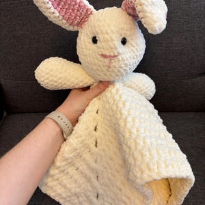 Crochet Bunny Lovey, Handmade Stuffed Animal, Nursery Decor, Baby Shower Gift, Baby Blanket, Plush Amigurumi, Security Blanket, Snuggler
