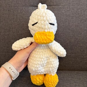 Crochet Duck Snuggler, Handmade Stuffed Animal, Nursery Decor, Baby Shower Gift, Baby Toy, Crochet Plush, Amigurumi Lovey, Soft and Cuddly