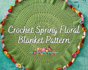 PDF PATTERN. Crochet Spring Floral Blanket Pattern. Digital file available for download. Easy to follow, step by step instructions.