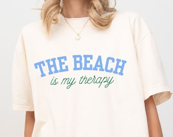 The Beach is my Therapy T-Shirt Oversized Vacation Shirt for Beach Trip Tshirt Summer Gift for Beach Vacation Trendy Beach Therapy T Shirt