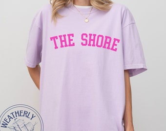 The Shore TShirt Varsity Text Jersey Shore Shirt Trendy Oversized T-Shirt Jersey Shore Vacation Shirt Family Vacation New Jersey Tee