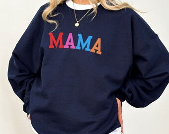 Mama Crewneck Mothers Day Gift Sweatshirt for New Mom Gift from Kids Mama Rainbow Shirt Baby Shower Gift for Mom Hospital Outfit