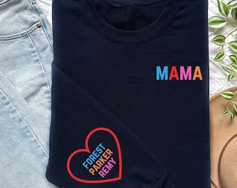 Personalized Mama Sweatshirt with Kids Names Custom Crewneck Gift for Mom Shirt Mothers Day Crewneck for Mom Personalized Gift for New Mama