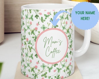 Personalized Mug Spring Floral Cup with Name Custom Mug for Mother's Day Present Coffee Mug for Mom Customizable Springtime Mug Gift