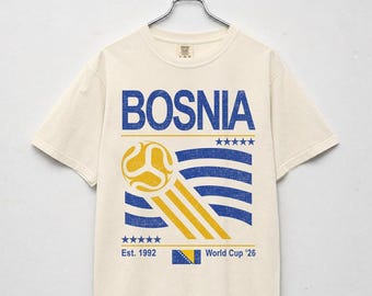 Vintage Bosnia and Herzegovina Soccer Comfort Colors Shirt, Retro 90s Flag Bosnia Team Soccer World Cup 2026 Sweatshirt