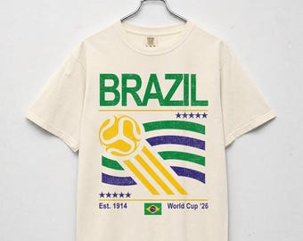 Vintage Brazil Soccer Comfort Colors Shirt, Retro 90s Flag Brazil Team Soccer World Cup 2026 Sweatshirt