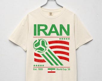 Vintage Iran Soccer Comfort Colors Shirt, Retro 90s Flag Iran Team Soccer World Cup 2026 Sweatshirt