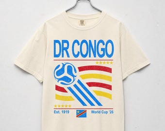 Vintage DR Congo Soccer Comfort Colors Shirt, Retro 90s Flag DR Congo Team Soccer World Cup 2026 Sweatshirt