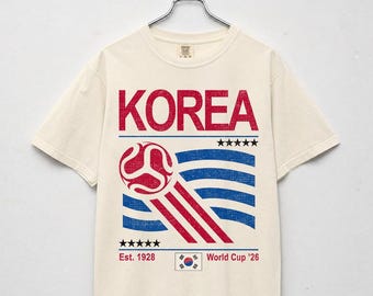 Vintage South Korea Soccer Comfort Colors Shirt, Retro 90s Flag South Korea Team Soccer World Cup 2026 Sweatshirt