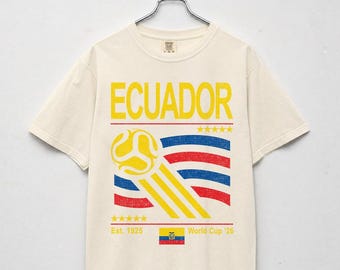 Vintage Ecuador Soccer Comfort Colors Shirt, Retro 90s Flag Ecuador Team Soccer World Cup 2026 Sweatshirt
