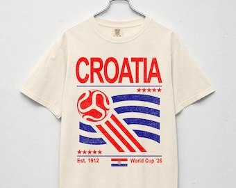 Vintage Croatia Soccer Comfort Colors Shirt, Retro 90s Flag Croatia Team Soccer World Cup 2026 Sweatshirt