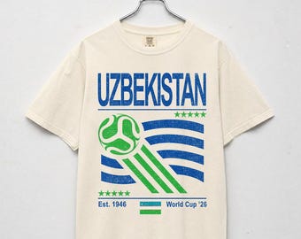 Vintage Uzbekistan Soccer Comfort Colors Shirt, Retro 90s Flag Uzbekistan Team Soccer World Cup 2026 Sweatshirt