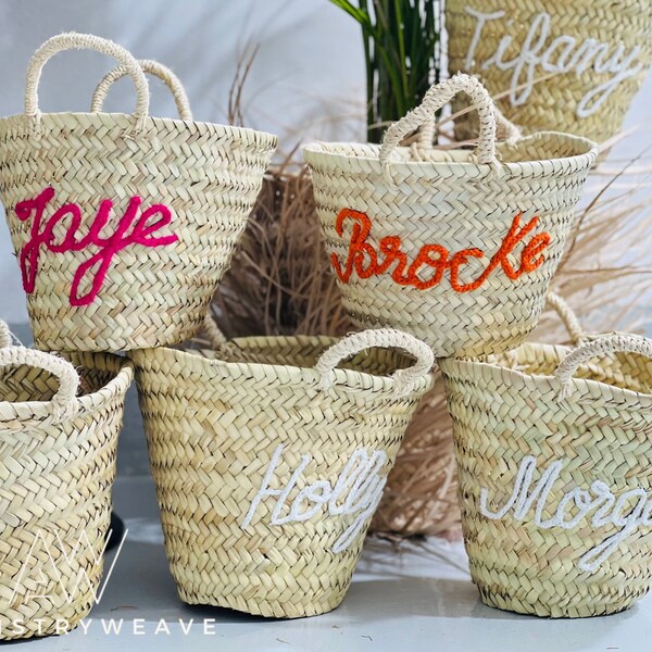 Handmade Straw Bag, Personalized bag, Customized Beach Bag, Bridal Party, Wedding Tote Bag, Bridesmaid Gifts, Moroccan Straw Basket
