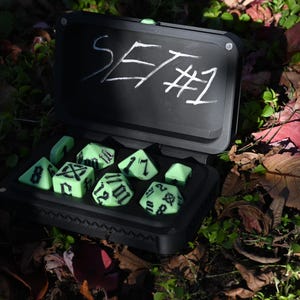 Set #1 | 8 piece 3D printed glow in the dark D&D dice set