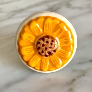 Golden Yellow Flower Ceramic Door Drawer Knob . Craft Supply for Crafts Furniture Cabinets Cupboards Kitchen Knobs Pulls