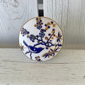 White Ceramic Asian Design Blue Bird Gold Door Drawer Knob . Craft Supply for Crafts Furniture Cabinets Cupboards Kitchen Knobs Pulls
