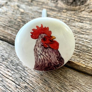 White Ceramic ROOSTER Cabinet Door Drawer Knob .  Kitchen Cabinet Cupboard  Furniture Country Farmhouse Chicken Creative Pull Knob