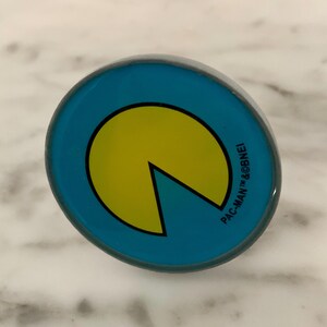PAC MAN Door Drawer Knob . Blue with Yellow PAC Man Acylic & Silver Metal Knob Craft Supply for Furniture Cabinets Dresser Crafts . 1pc.