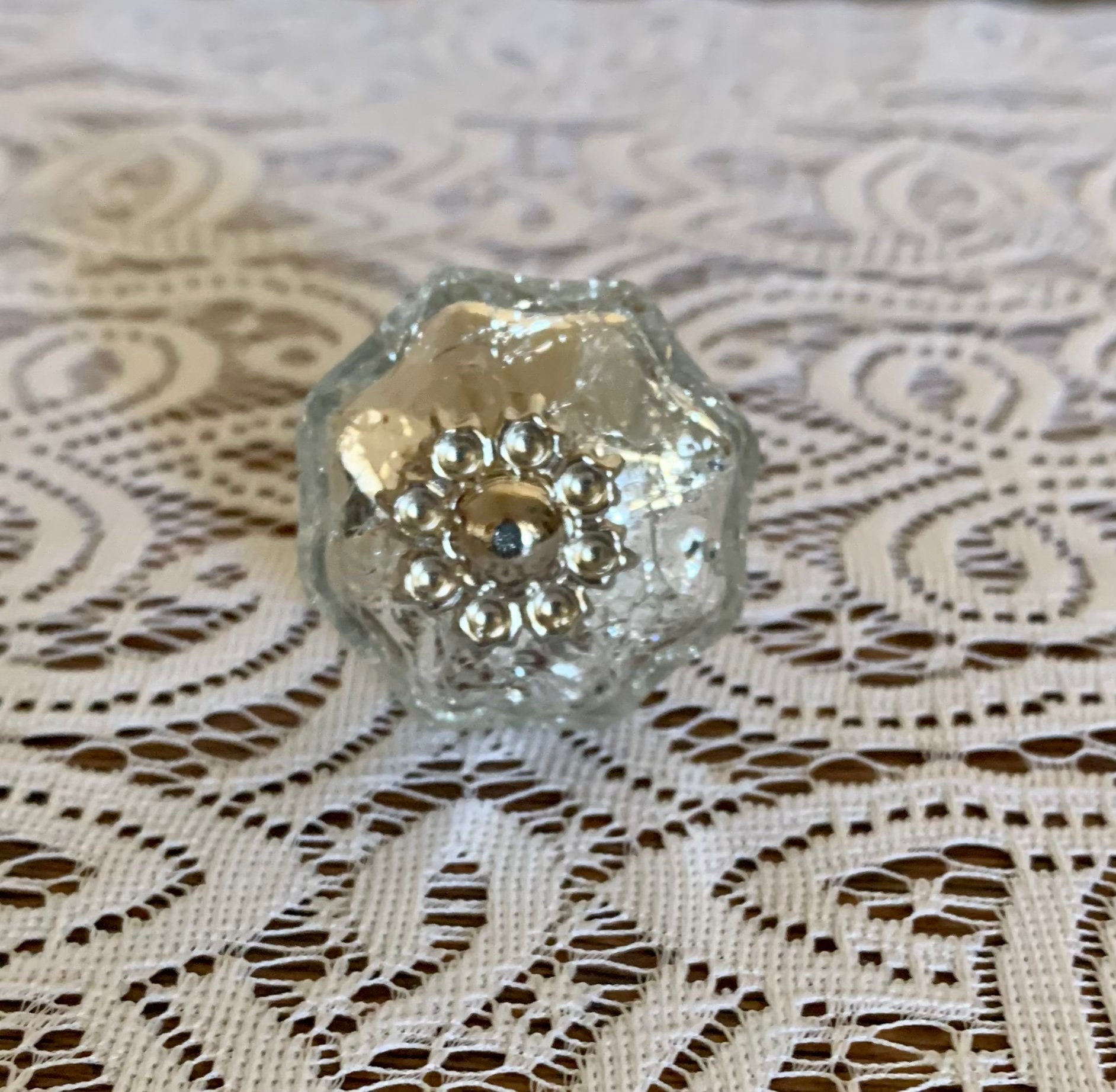 Antique Silver Mercury Style Glass Door Drawer Knob Pull . Craft Supply Furniture Dresser Cabinets Cupboard Crafts