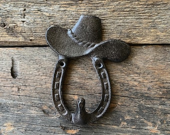 Cast Iron Horseshoe Cowboy Hat Rack Wall Hook Holder Coat Hanger Western Decor Cast Iron Horseshoe Cowboy Hat Rack Wall Hook Holder Coat Hanger Western Decor