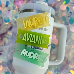 Tumbler Lid Name Tag Toppers Personalized Acrylic Name Plate for Lid Stocking Stuffer Gift