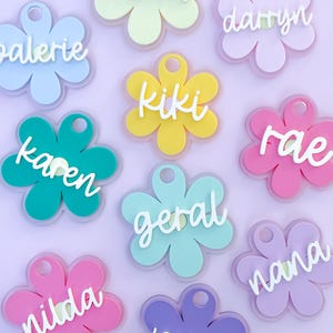 Flower Tumbler Lid Name Tag Tumbler Topper Personalized Acrylic Name Plate for Tumbler Lid Water Bottle Tag
