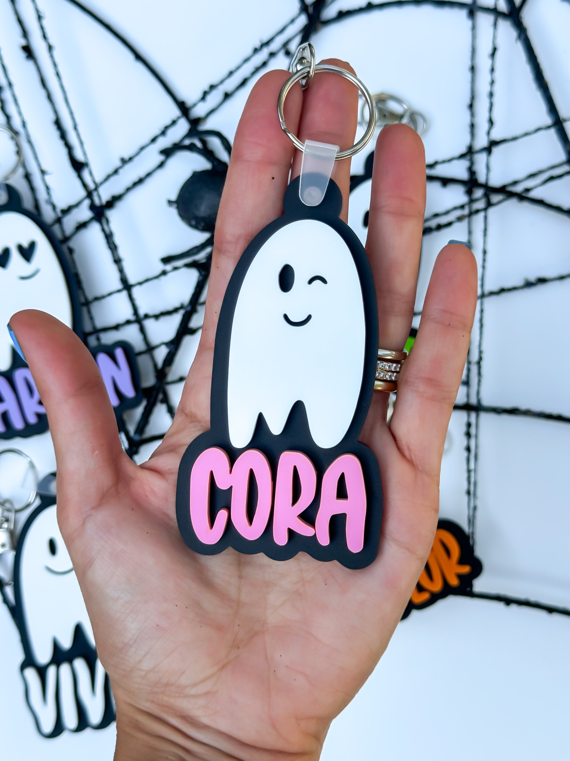 Halloween Tag Boo Basket Backpack Name Tag Personalized Keychain Halloween Gift for Kids Diaper Bag Tag  Lunch Box Tag Kids Tag Acrylic