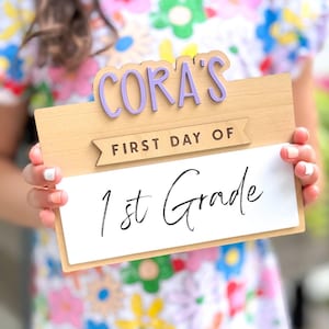 Personalized First Day of School Sign, Last Day Of School Sign, Back to School Photo Prop, School Milestone Sign, Dry Erase School Sign